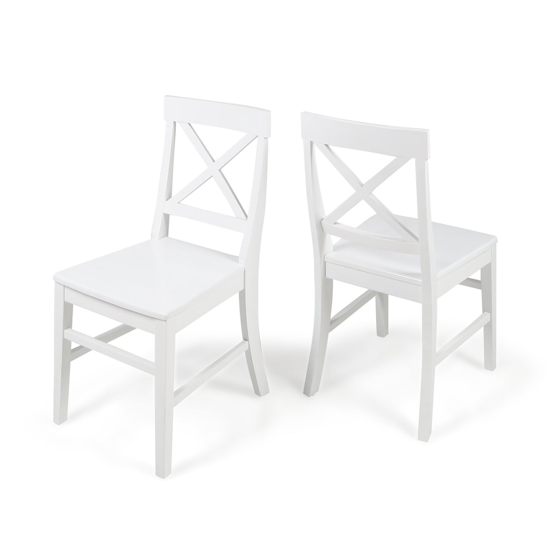 Roshan Farmhouse Acacia Wood Dining Chairs, White Set Of 2 White Acacia Wood