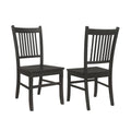 Set Of 2 Slat Back Wooden Dining Chairs, Matte Black Matte Black Dining Room Rectangular Dining Chairs Slat Back Set Of 2 Mdf