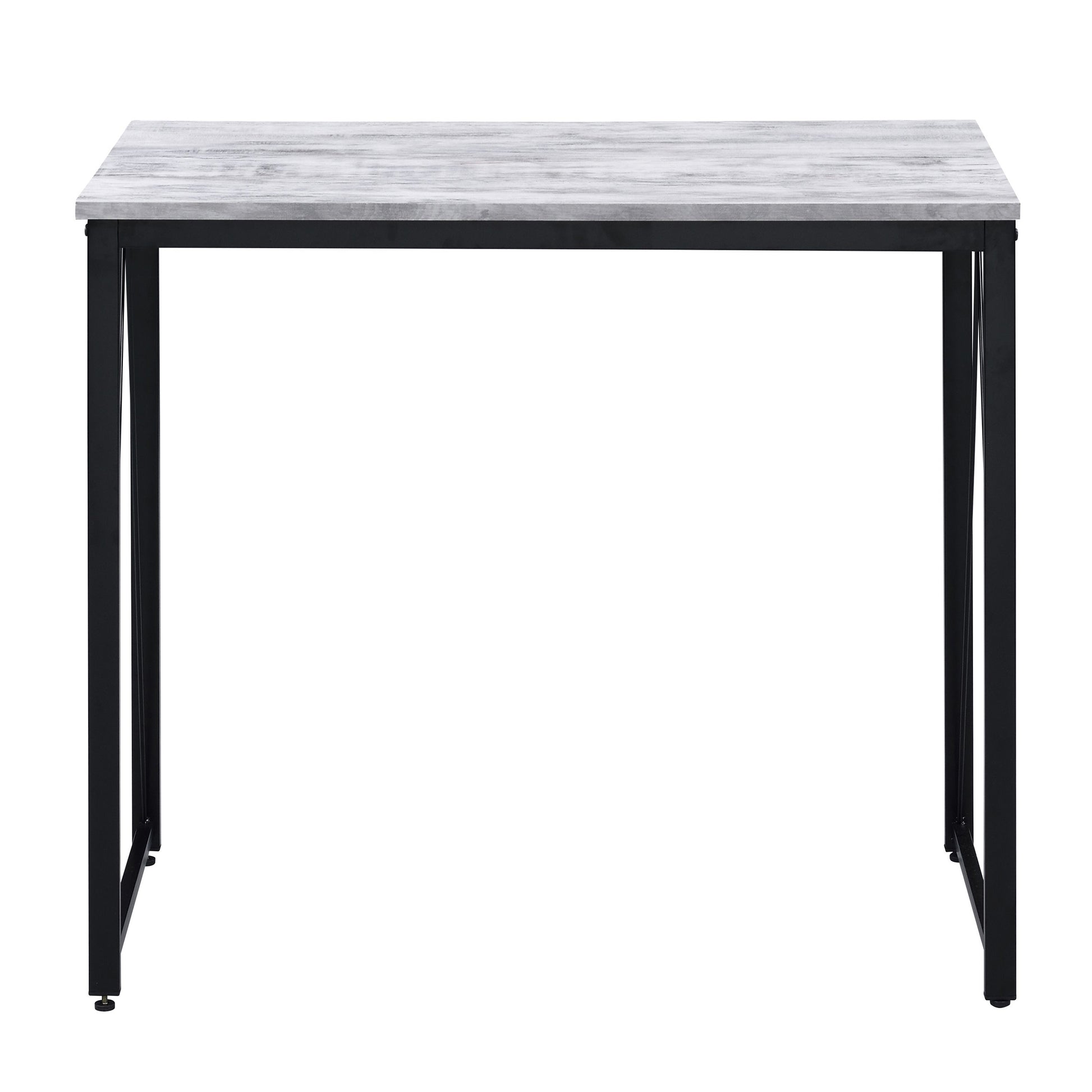 Antique White And Black 35.5" Writing Desk With Metal Sled Base Black Grey Writting Desk Office Industrial,Rustic Rectangular Rectangular Wood Metal Sled