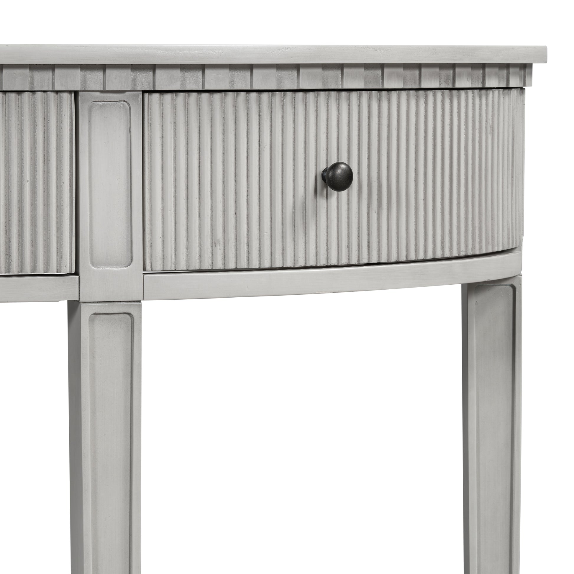 Distinctive Features Of Pine Veneer Console Table With Vertical Stripe Drawer Fronts And Four Legs Antique White Primary Living Space Antique,Minimalist Drawers Mdf
