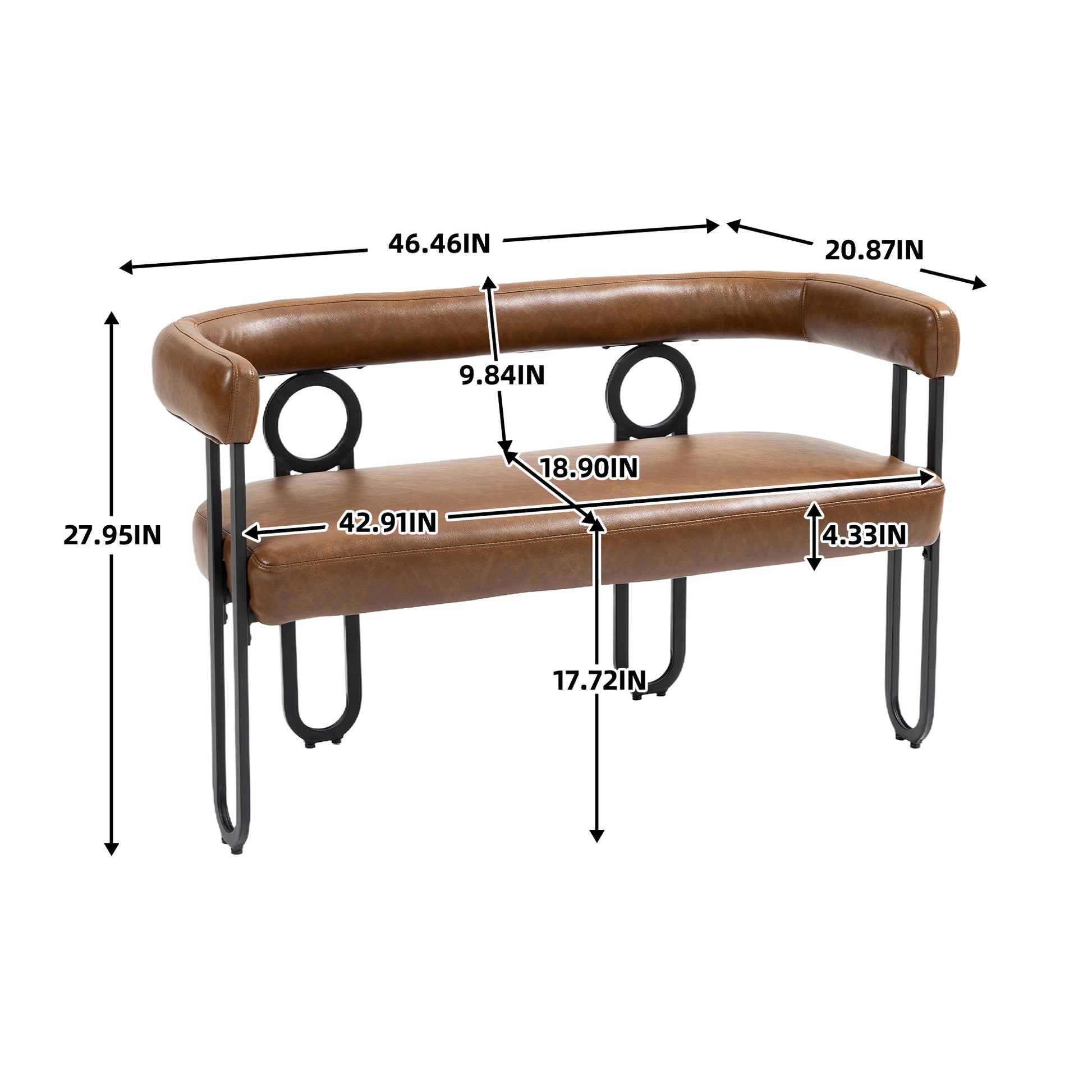 Coolmore Modern Loveseat 2 Seater Sofa Chenille Fabric Couch With Arms And Metal Legs For Living Room, Home Office, Studio Light Brown Pu Light Brown Primary Living Space Soft Foam Pu