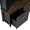 Versatile 4 In 1 Hall Tree With 6 Golden Hooks, Brown Wood Grain Bench With Multiple Storage Space, Entryway Coat Rack With 2 Drawers For Living Room, Hallway, Black, 47.2''W*76.6''H Black Primary