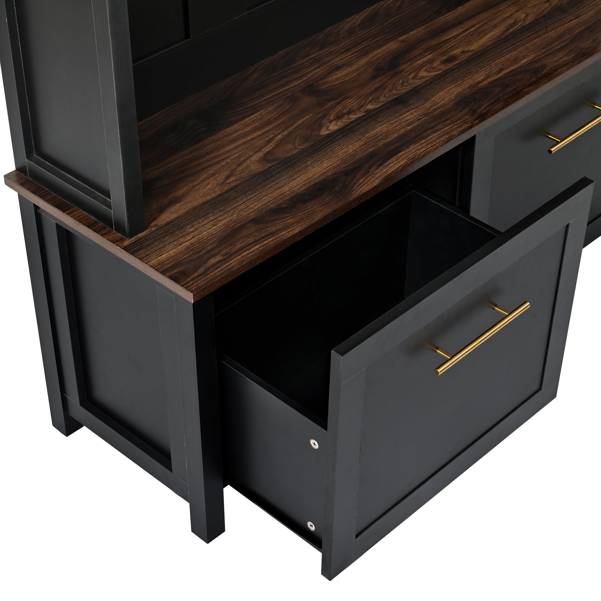 Versatile 4 In 1 Hall Tree With 6 Golden Hooks, Wood Grain Bench With Multiple Storage Space, Entryway Coat Rack With 2 Drawers For Living Room, Hallway, Black, 76.6''H Old Sku:N721S000034B Black