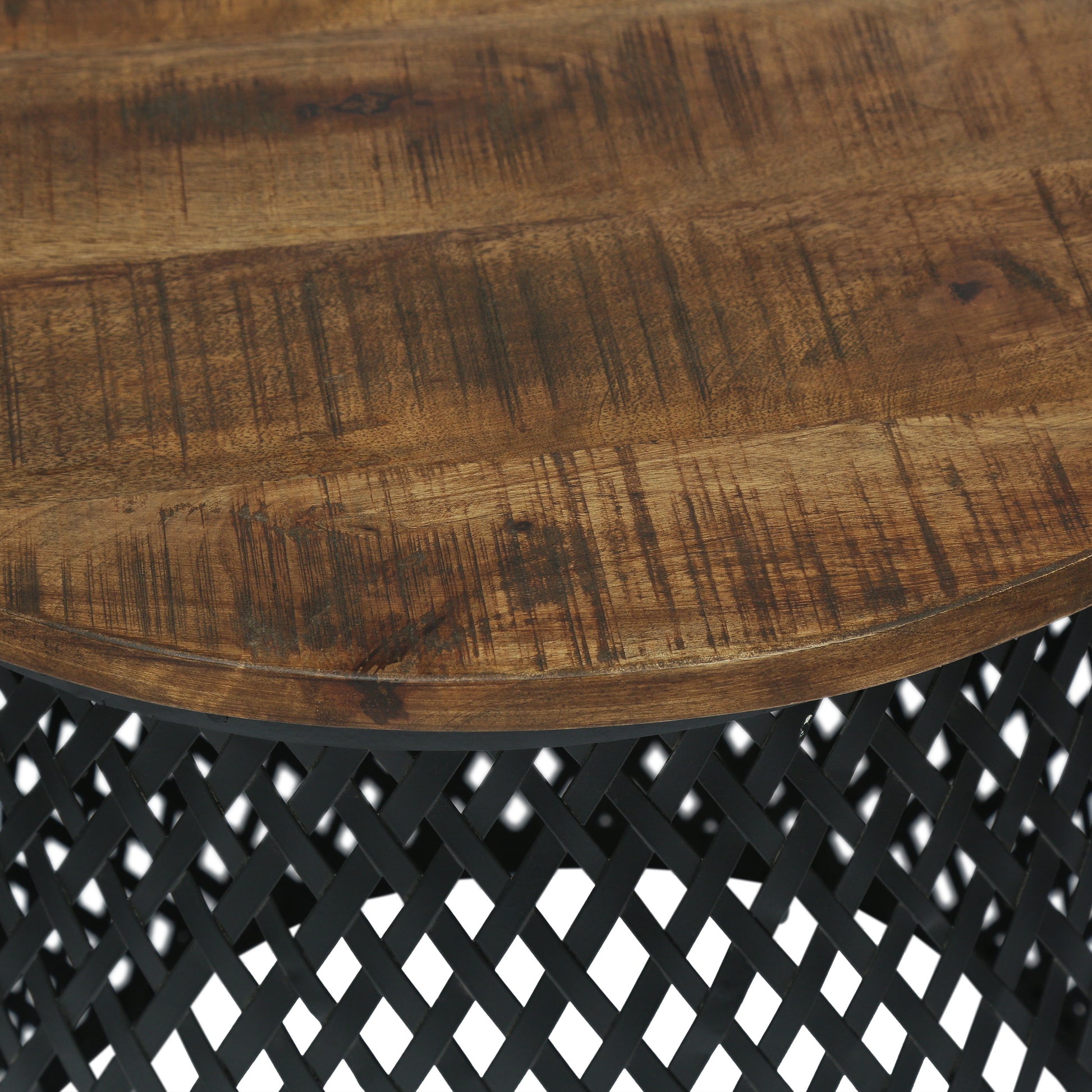 End Table Natural Black Wood Metal