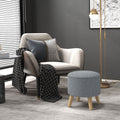 Homcom Storage Ottoman, Round Stool Chair With Cushioned Top, Gray Gray Polyester