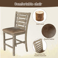 5Pcs Set Counter Table Set Square Counter Table Solid Wood Modern Farmhouse Rustic Look Distressed Look Light Brown Dining Room Fixed Table Rubberwood Square Dining Table With Chair Wood Grayish Brown Ladder Back Seats 4 48 Inches American
