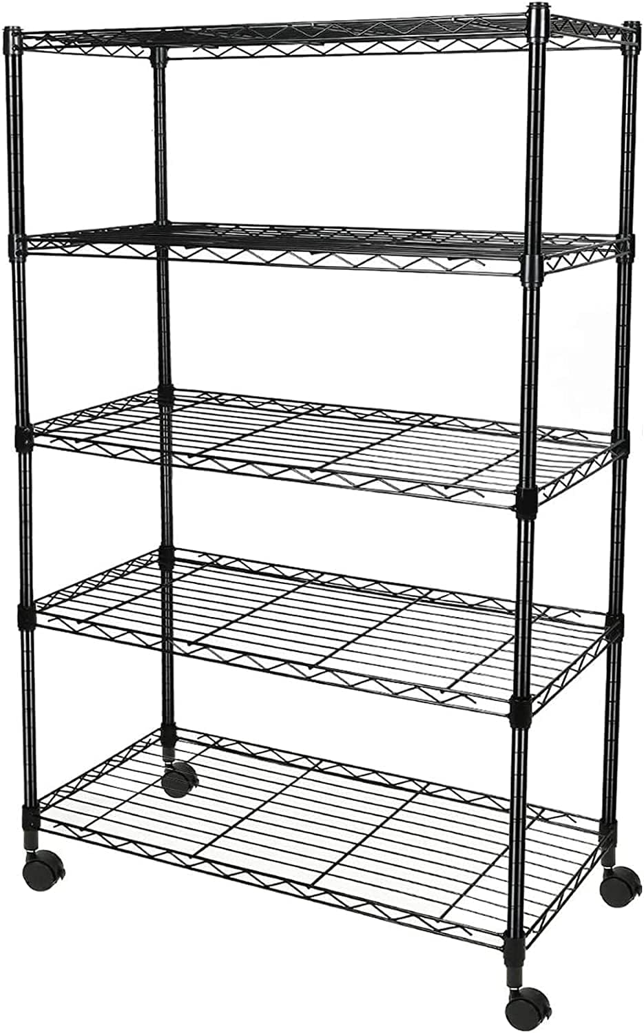 Heavy Duty 5 Shelf Shelving Unit 1250Lb Capacity, 29.92" D X 13.98" W X 62.99" H, 5 Tier, Black Black Steel