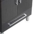 24 Inch Double Doors With Drawers Black Bathroom Cabinet With Ceramic Sink Black Solid Wood