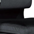Elle 20 Inch Low Back Swivel Office Chair, Cushioned, Rolling Wheels, Black Black And Silver Fabric Metal