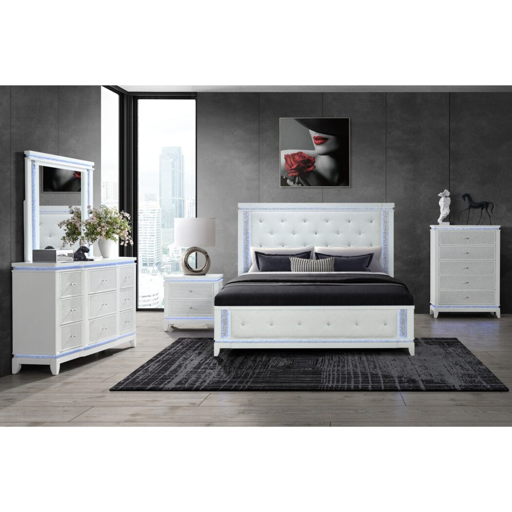 Adalid White Nightstand White White 2 Drawers Square Bedroom Contemporary Dovetail Joints Rubberwood White Wood Solid Wood Mdf