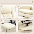 Homcom Swivel Recliner With Ottoman, Pu Leather Reclining Chair With Ottoman, Upholstered Recliner And Footrest With Wrapped Base For Living Room, Bedroom And Home Office, Cream White Cream White Faux Leather