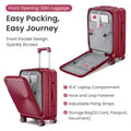 Luggage Sets 3 Piece 20 24 28 , Expandable Carry On Luggage With Tsa Lock Airline Approved, 100% Pc Hard Shell And Lightweight Suitcase With Front Pocket And Spinner Wheels Wine Red Pc