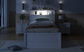 Twin Size Wooden Led Platform Bed With Trundle, With Storage Headboard, With Drawers, White Twin White Plywood