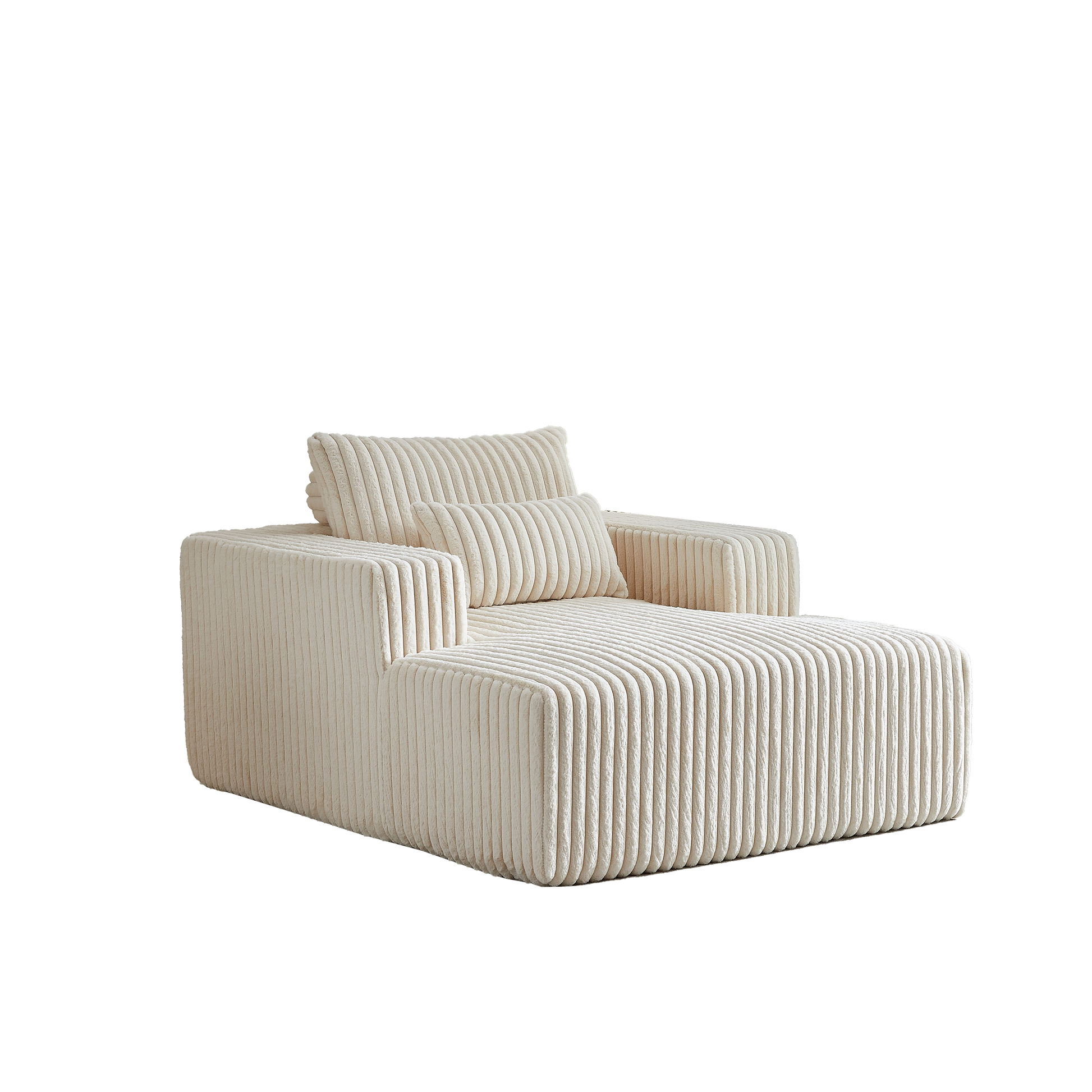 62.5 Inch Corduroy Sponge Sofa Lounge Chair,No Assembly Required,Fluffy Modern Sleeper Chair For Indoor Living Room Bedroom Beige Foam Corduroy 1 Seat
