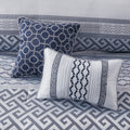 7 Piece Jacquard Comforter Set Navy Queen Queen Navy Polyester