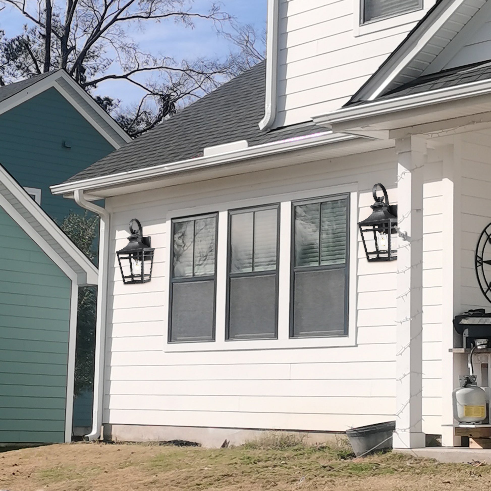 Large Outdoor Wall Lights For House, 16.5Inch Exterior Lighting Fixtures Wall Mount Outdoor Porch Lights Waterproof Black Outdoor Sconce Lights With Clear Glass For Patio Hallway Garage 2 Pack Black