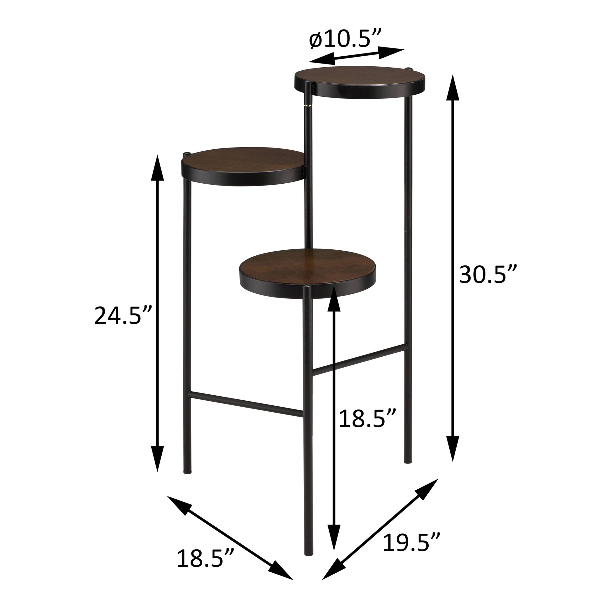 Black And Walnut 3 Tier Foldable Plant Stand Black Wood Metal