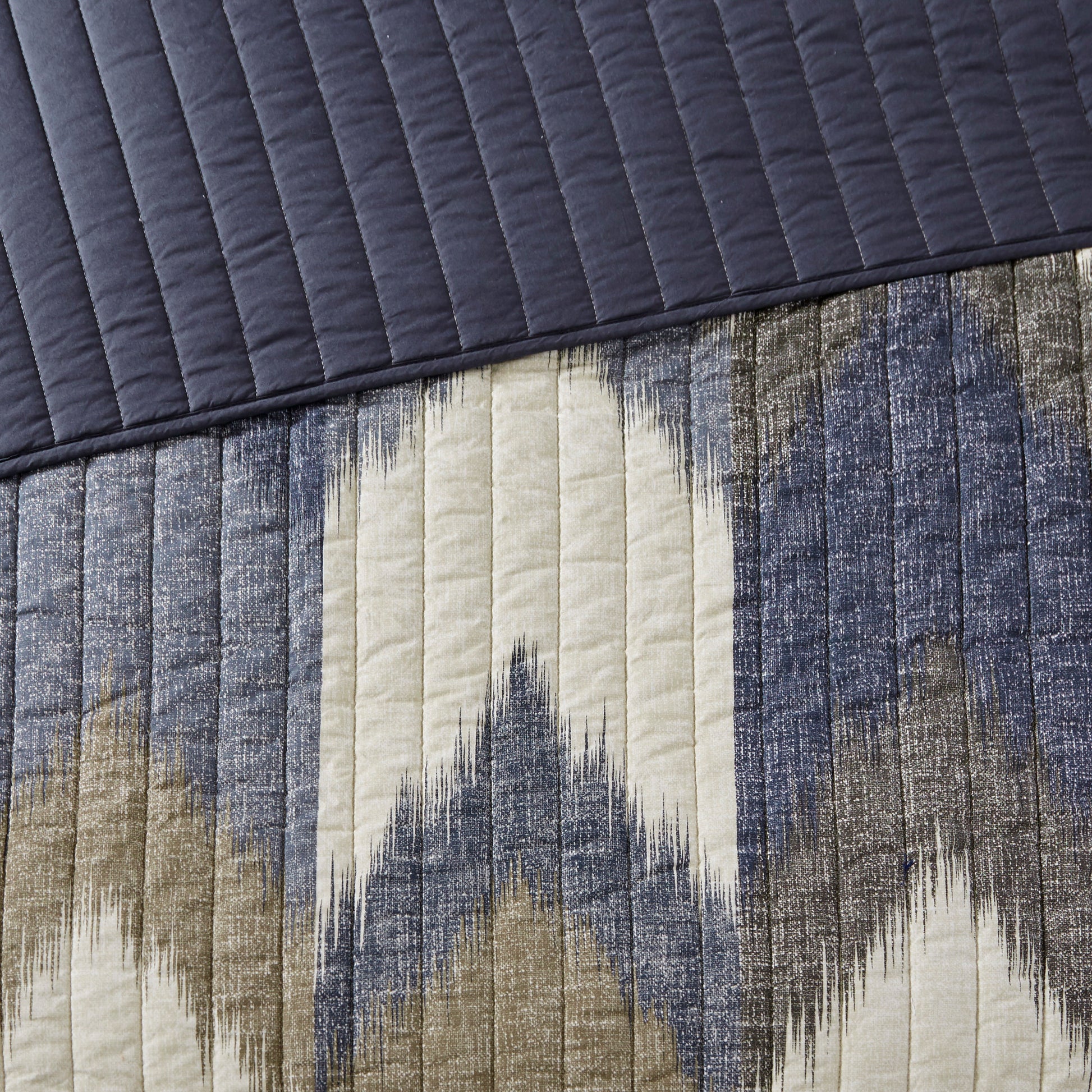 3 Piece Printed Cotton Quilt Set Navy King Cal King King Navy Cotton
