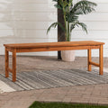 Modern Chevron Top Solid Wood Patio Bench Brown Brown Polyester Acacia Wood