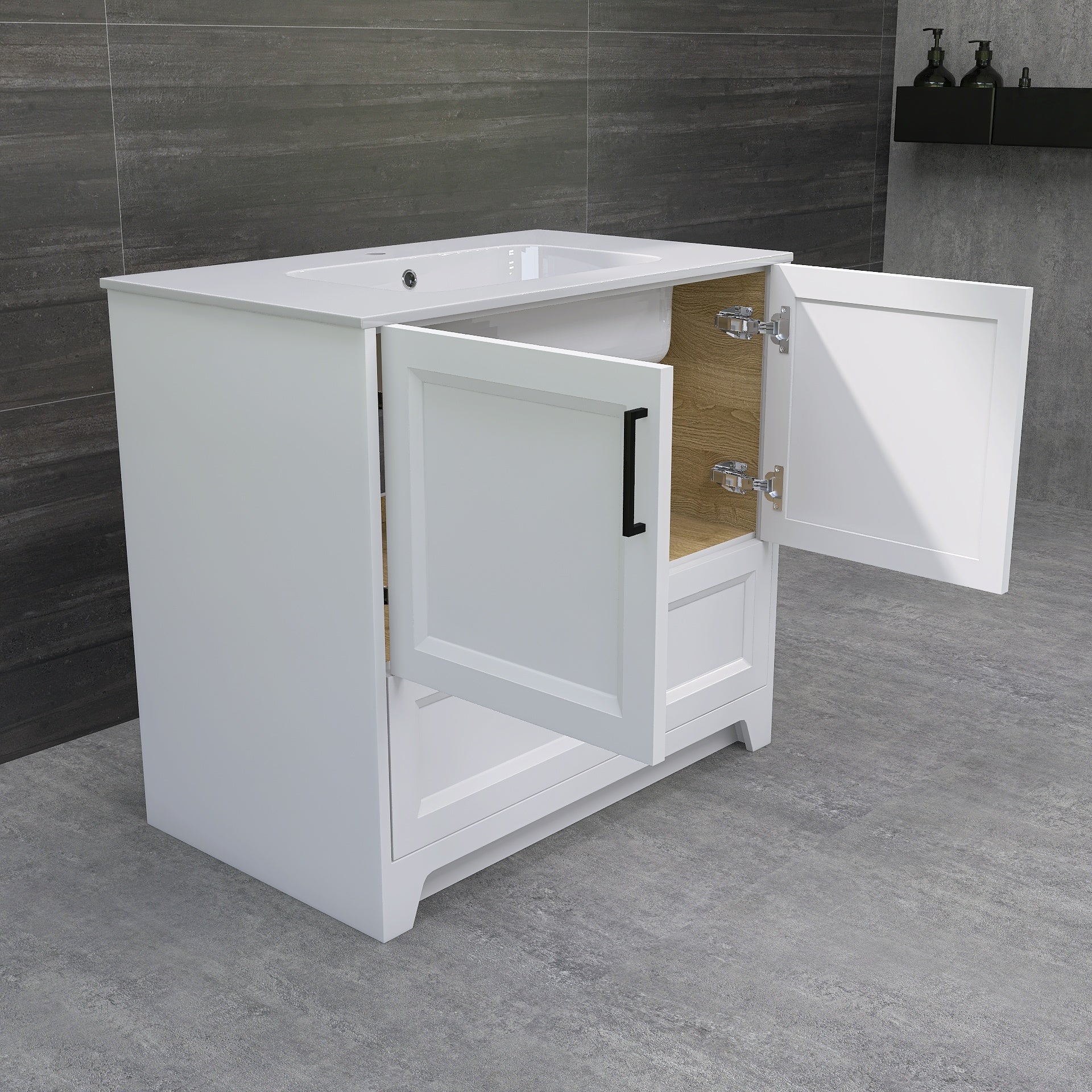 Solid Wood 36 Inch Bathroom Vanity With Single Sink Combo, Modern Vanity Cabinet With 2 Soft Closing Doors & 1 Full Extension Dovetail Drawer White 1 White 2 1 36 To 47 In 32 To 35 In Soft Close Doors Bathroom Freestanding Luxury,Modern 20 25 Inches