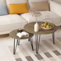 27.56'' Round Nesting Coffee Table Set Of 2, Circular Nesting End Table Set, Round Wooden Tabletop, And Sturdy Metal Base For Living Room, Bedroom, Brown Rustic Brown Round Wood Metal