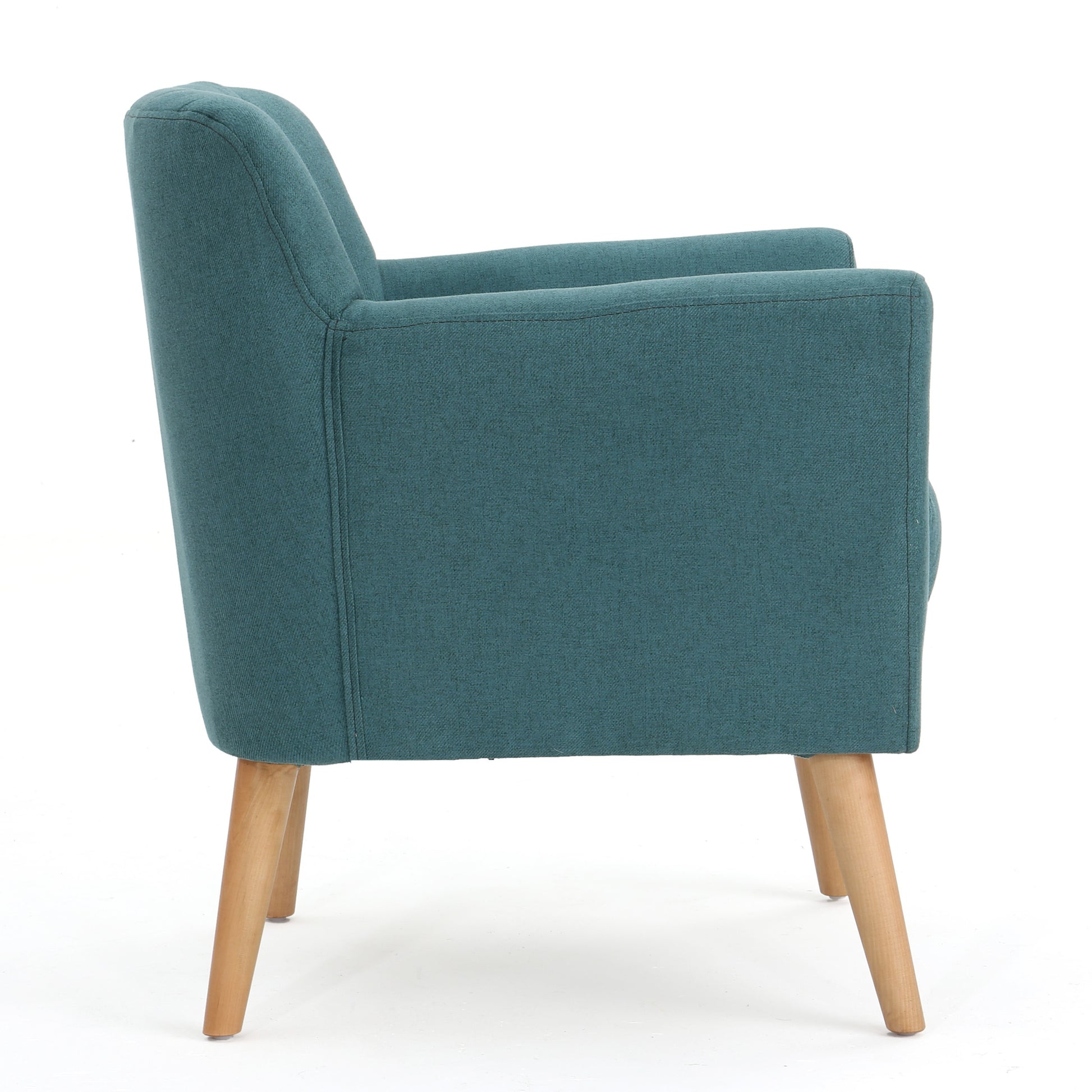 Mid Century Modern Fabric Club Chair, 28.30" W X 27.60" D X 31.50" H, Dark Teal Natural Teal Linen