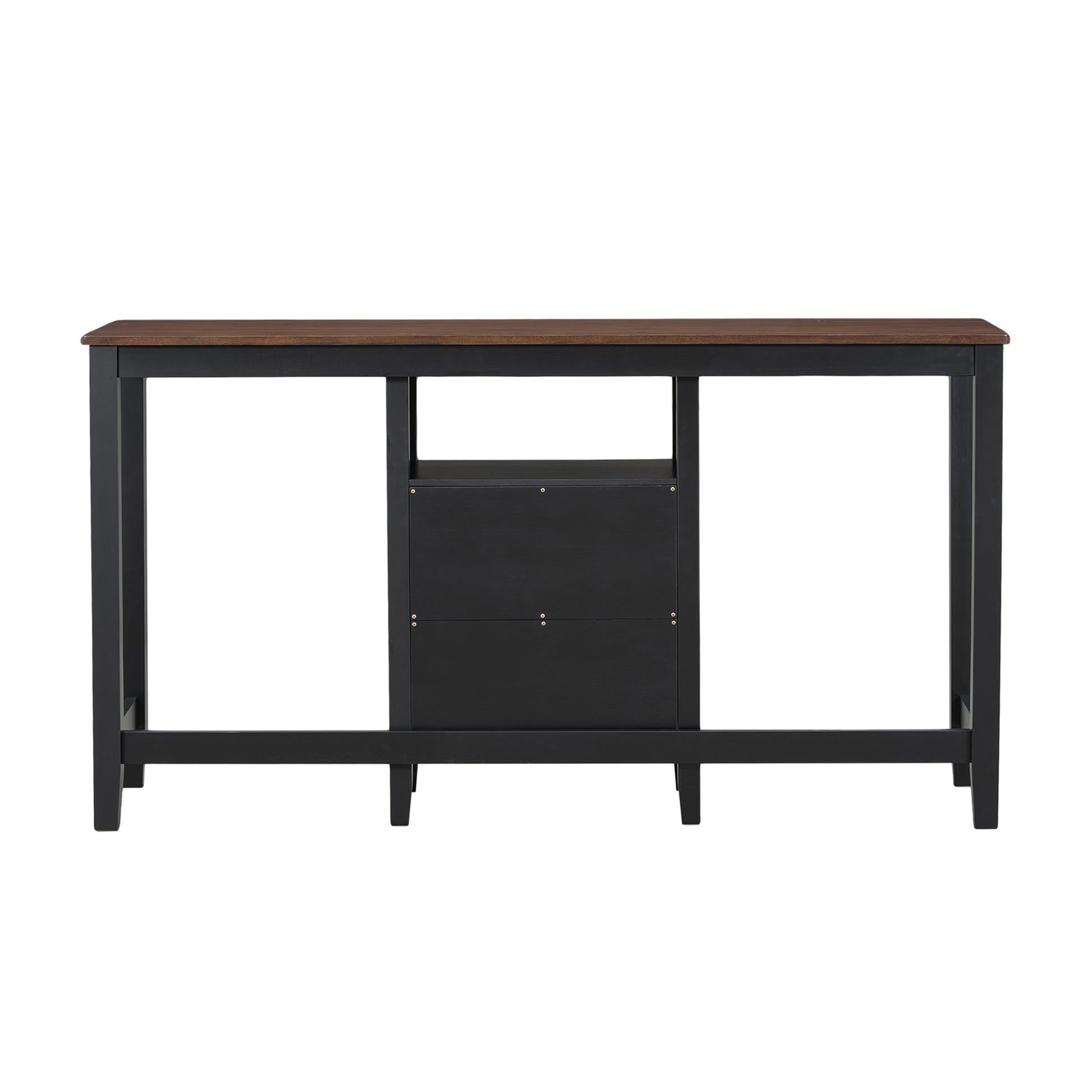 Farmhouse Rustic 3 Piece Counter Height Wood Dining Table Set With Cabinet,2 Storage Drawers And 2 Stools For Small Places,Black Cherry Wood Wood Cherry Seats 2 Wood Dining Room Farmhouse Rubberwood Rectangular Foam Solid Wood