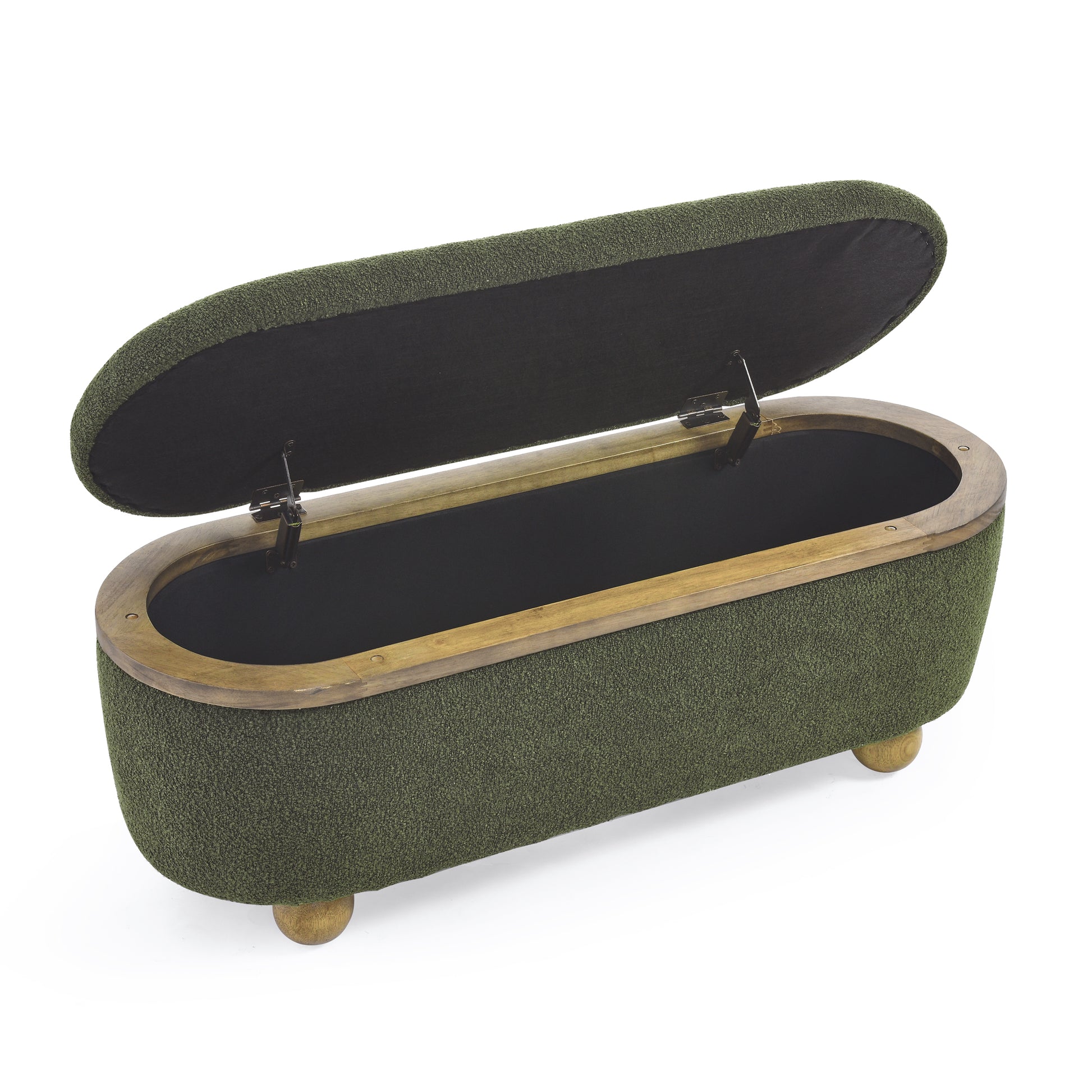 Storage Ottoman Bench, Upholstered End Of Bed Ottoman Bench With Storage And Seating, Large Blanket Storage Bench For Foot Rest In Bedroom, Living Room, Entryway, Dark Green Dark Green Foam