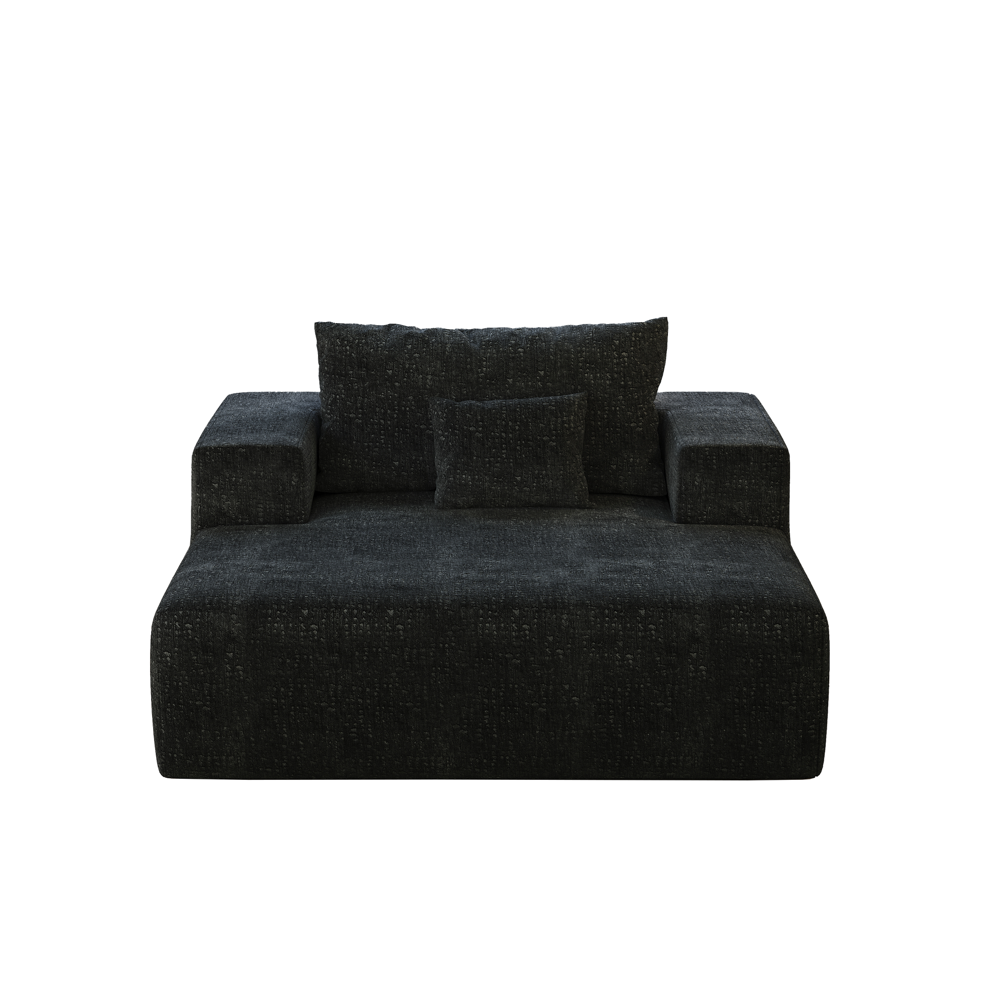 55 Inch Chenille Sponge Sofa Lounge Chair,No Assembly Required,Fluffy Modern Sleeper Chair For Indoor Living Room Bedroom Black Foam Chenille 1 Seat