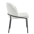 Set Of 2 Dinning Chair Antique White Fabric Metal