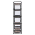 Rustic Oak And Black Bookshelf With 5 Shelves 5 Rustic Vertical Open Back Metal Contemporary Wood Metal