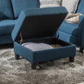 Storage Ottoman Navy Blue Fabric