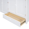 Twin Size Loft Bed With Drawer, Two Wardrobes And Mirror, White White Solid Wood Mdf