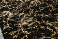 Luxury Machine Washable Black Abstract Gold Gilded Chinchilla Faux Fur Area Rug Black Gold Polyester