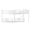 L Shaped Metal Twin Over Full Size Bunk Bed, White Box Spring Not Required White Metal Metal