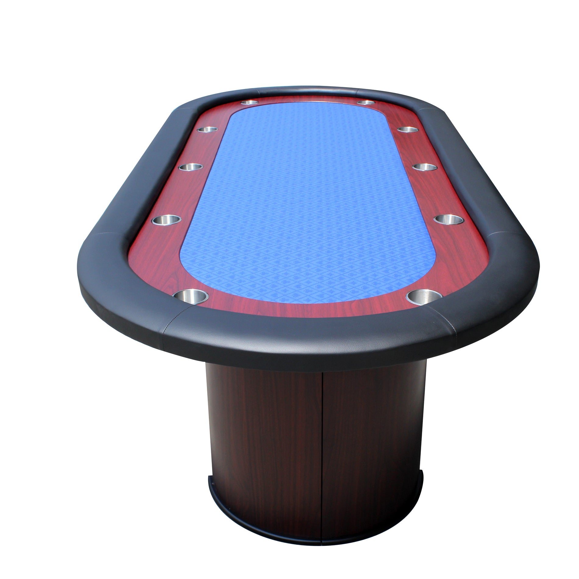 96" Poker Table For 10 Players With Speed Cloth Wooden Texture Racetrack Luna Legs Model 16365 Blue Black Primary Living Space Modern Wood