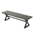 Outdoor Aluminum Dining Bench With Steel Frame, Grey Black Grey Black Aluminium