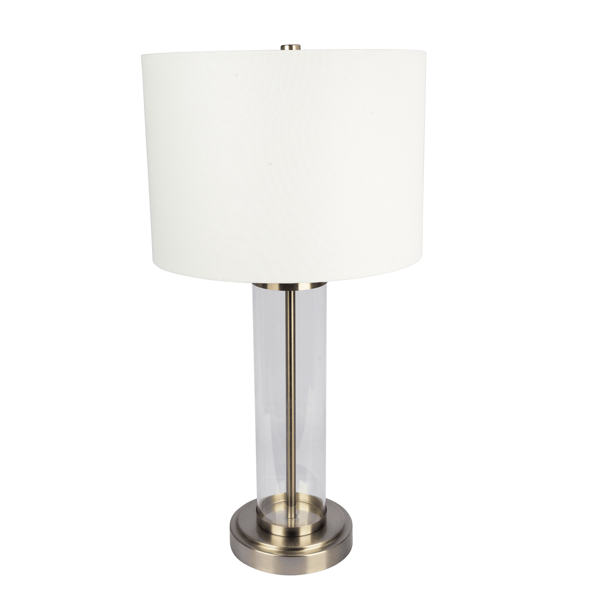 Luna Brushed Nickel Table Lamp With On Off Switch Clear Glass Body Metal Base Brushed Nickel,Clear,White Table&Floor Lamps Glass,Metal