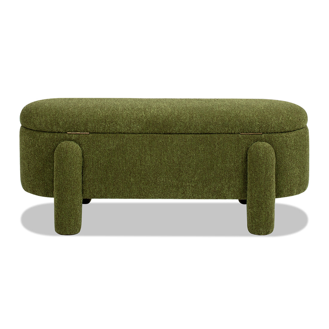 Hugo 49" Oval Fully Upholstered Storage Bench, Moss Green Boucle Green Foam Boucle