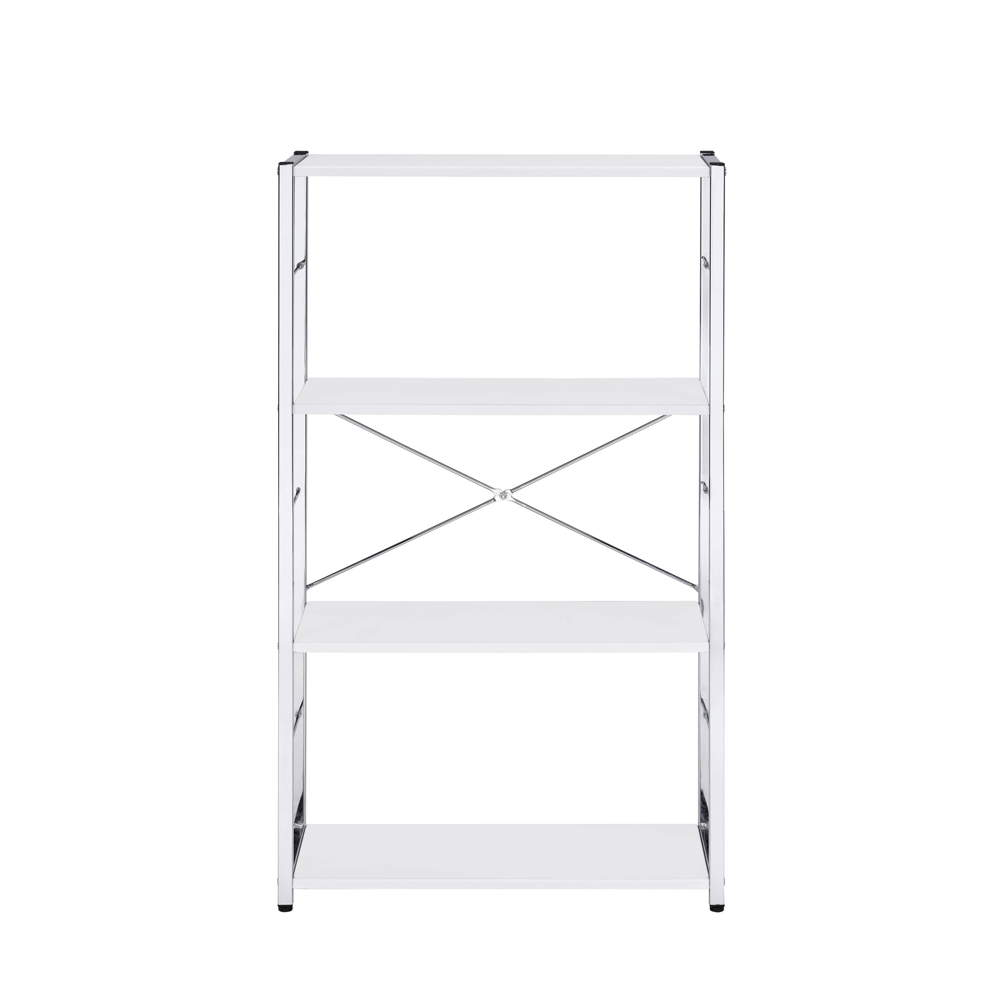 Tennos White & Chrome Finish Bookshelf White Metal,Synthetic Wood
