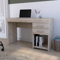 Austin Writing Computer Desk, Two Drawers, One Cabinet Gray Computer Desk Office Contemporary Floor Mount Rectangular Drawers Computer Tables Rectangular Melamine Engineered Wood