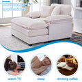 56.3 Inch Corduroy Single Sofa With 2 Toss Pillows And A Ottoman ,Comfy Sofa Deep Seat Couch For Living Room White Foam 1 Seat