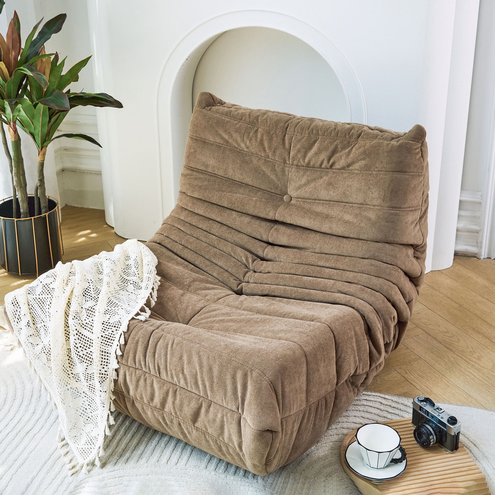 Floor Sofa Bean Bag Chair For Adults Fireside Bean Bag Lounger Memory Foam Chair For Home, Office, Apartment Or Gaming Venue Matte Brown Polyester Primary Living Space Firm Art Deco Armless Foam Polyester Blend