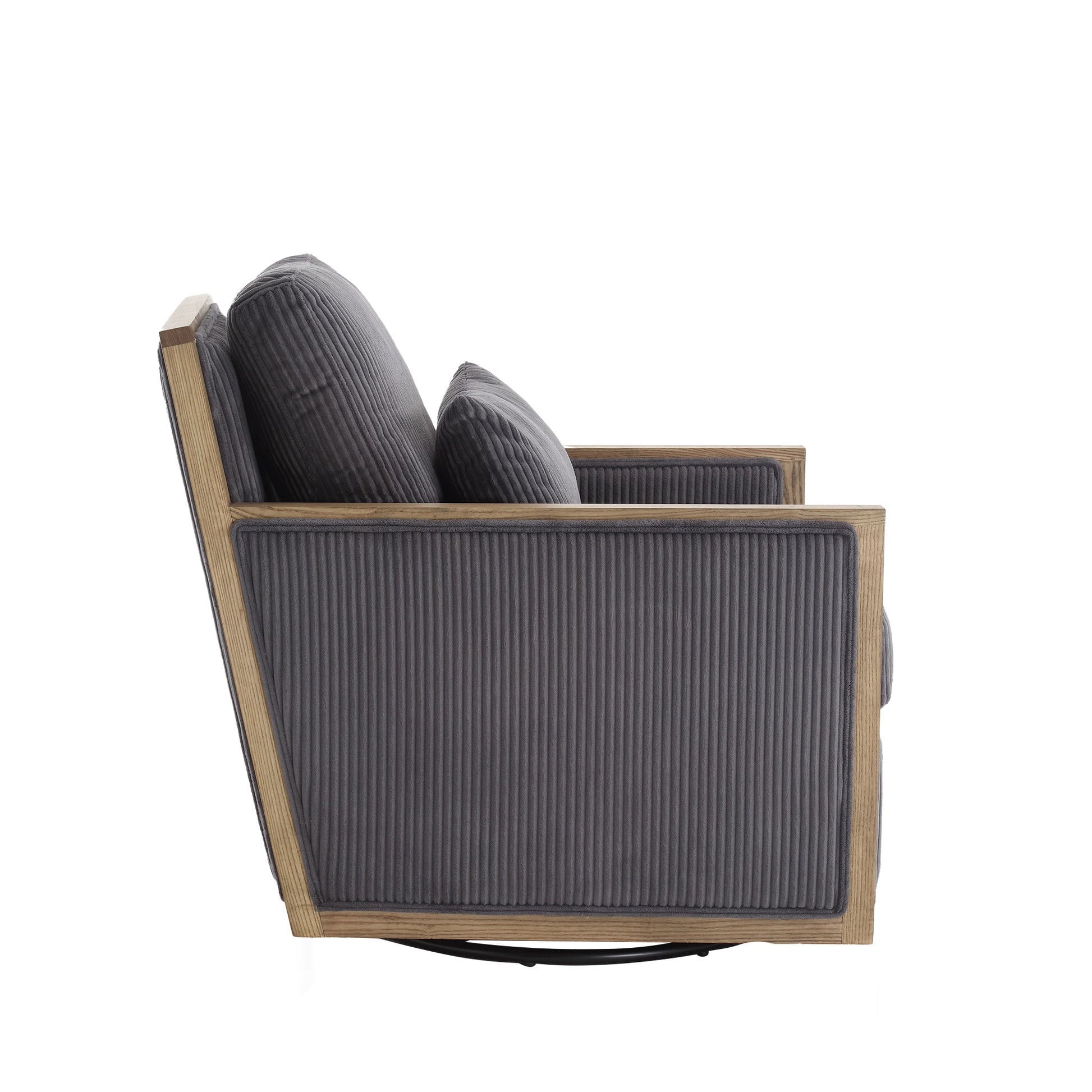 Coolmore Corduroy Swivel Barrel Chair, Comfy Accent Sofa Chair For Living Room, 360 Degree Swivel Barrel Club Chair, Leisure Arm Chair For Nursery, Hotel, Bedroom, Office, Lounge Dark Gray Dark Gray Primary Living Space Foam Corduroy