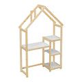 House Shaped Wooden Writing Desk,Kids Study Table,Bookshelf & Toy Storage,Natural Twin Natural American Design Pine
