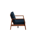 The Pali Sofa Navy Brown Velvet Wood Mid Century Modern Polyester 3 Seat