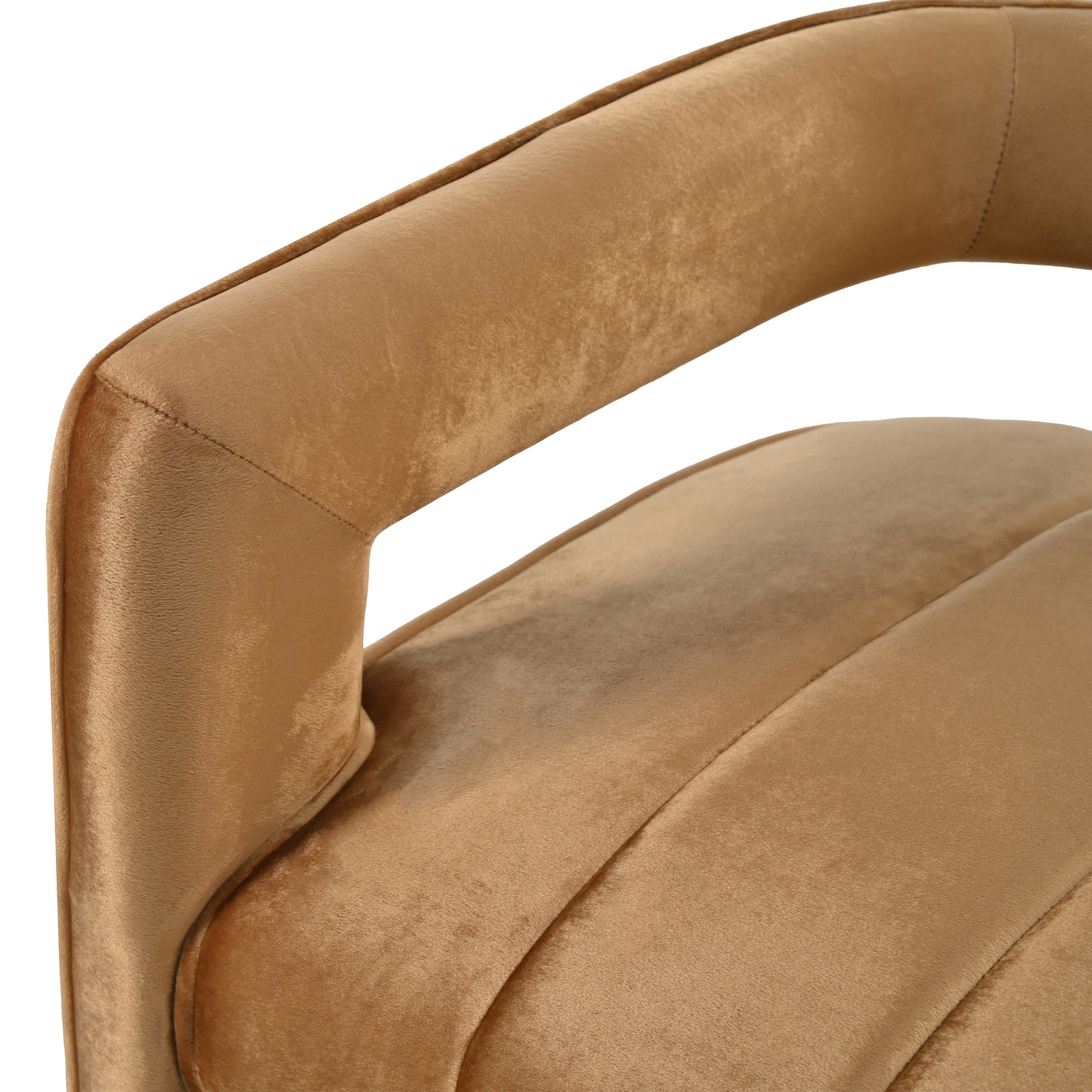 Modern Velvet Accent Chair With Ribbed Detail, Luxury Curved Fully Upholstered Accent Chair, Brown No Assembly Needed Brown Velvet