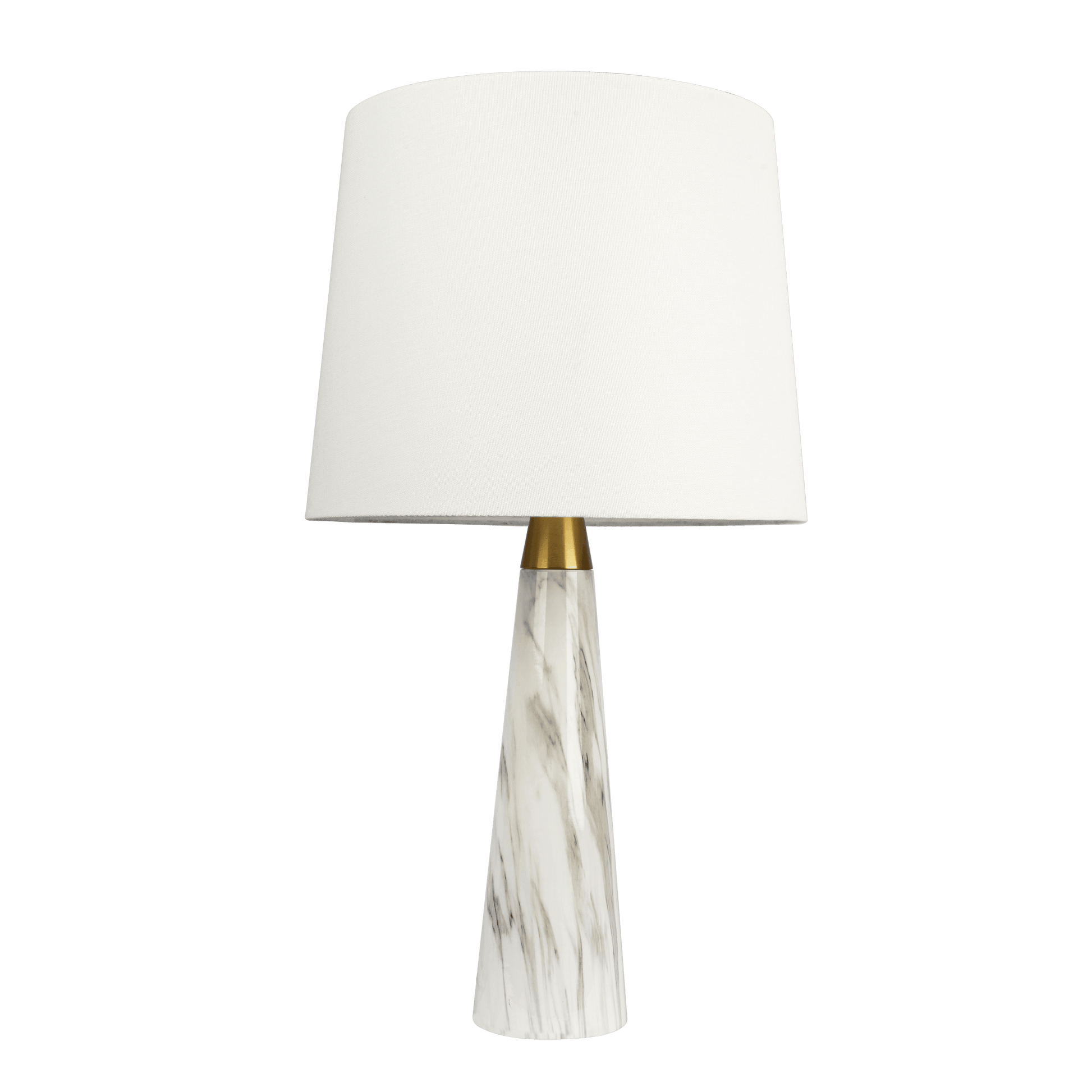 Enclave Hydro White Table Lamp With On Off Switch Faux Marble Base Fabric Shade Gold,White,White Marble Table&Floor Lamps Brass,Fabric,Metal