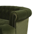 La Rosa Victorian Chesterfield Tufted Sofa, Olive Green Performance Velvet Olive Green Foam Velvet 3 Seat