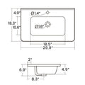 Bb04 30 301, Integrated White Ceramic Basin, Drain Not Included Gloss White Ceramic